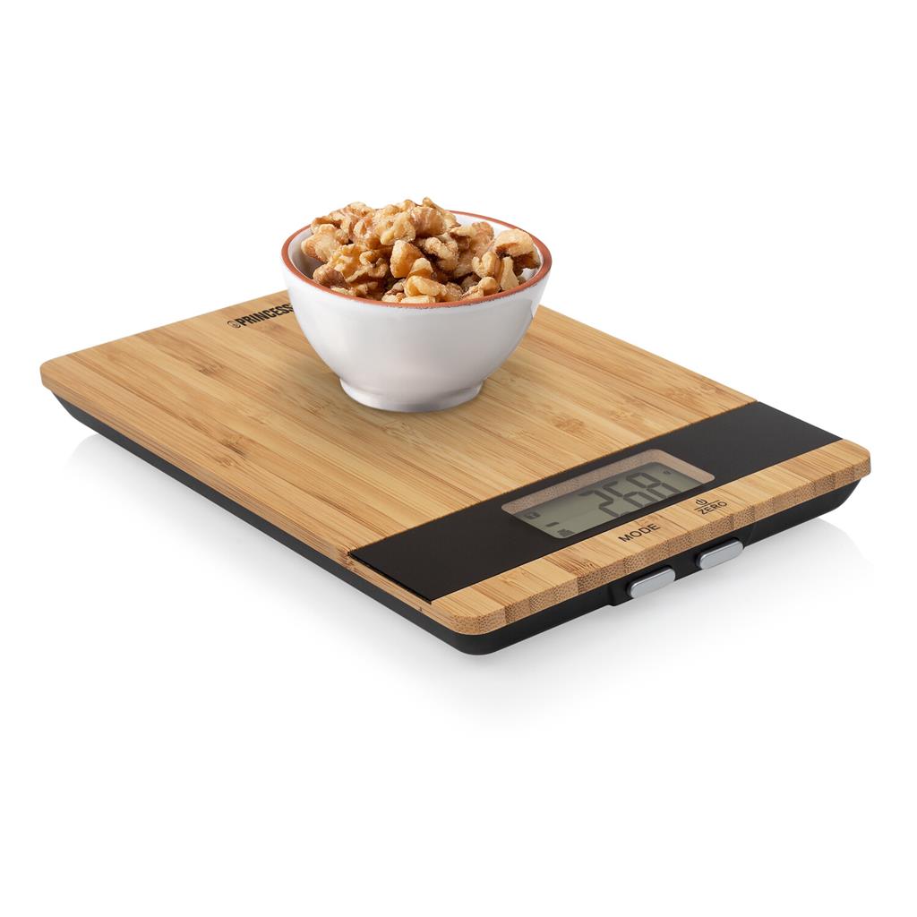 Princess 492944 Bamboo Kitchen Scale - Accurate 5kg Weighing with Tare Function
