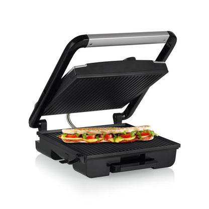 Princess 01.112425.01.001 Pro Panini Grill - 2000W, 30x27cm Grilling Surface, Floating Top Plate, Easy Clean, Black Stainless Steel