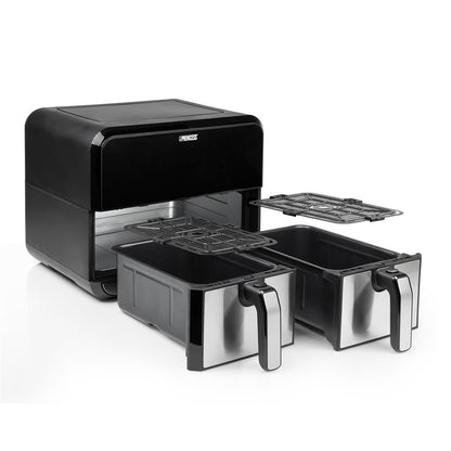 Princess Double Basket Air Fryer with 8L Capacity and 2x1800W Power - Prepare Two Meals Simultaneously!