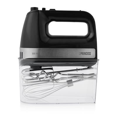 Princess Hand Mixer Power 500 - 5-Speed Black Mixer with Turbo Function and Storage Box