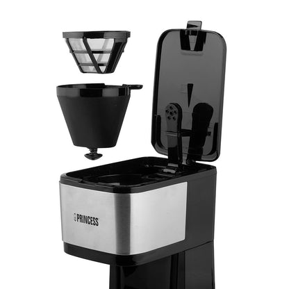 Princess Compact 8-Cup Filter Coffee Maker with Keep Warm Function - Perfect for Home & Camping