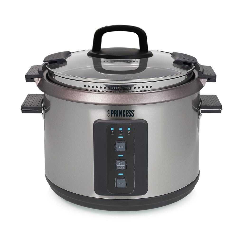 Princess 01.271966.09.001 1.8L Automatic Pasta and Rice Cooker with Glass Lid Colander