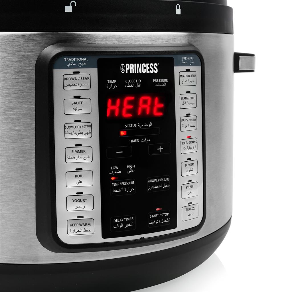 Princess 10L Stainless Steel Digital Pressure Cooker with Pre-programmed Settings