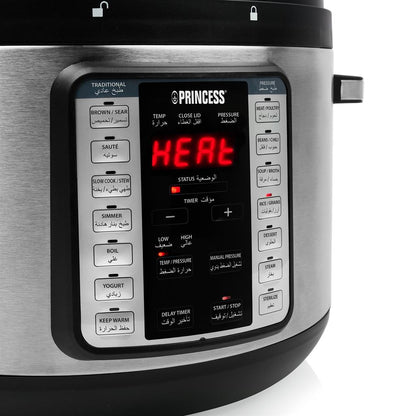 Princess 10L Stainless Steel Digital Pressure Cooker with Pre-programmed Settings