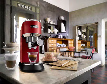 De'Longhi Dedica Style Traditional Pump Espresso Machine - Passion Red