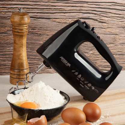 Arshia Hand Mixer Black 5 Speed with Turbo , 400 watts ,