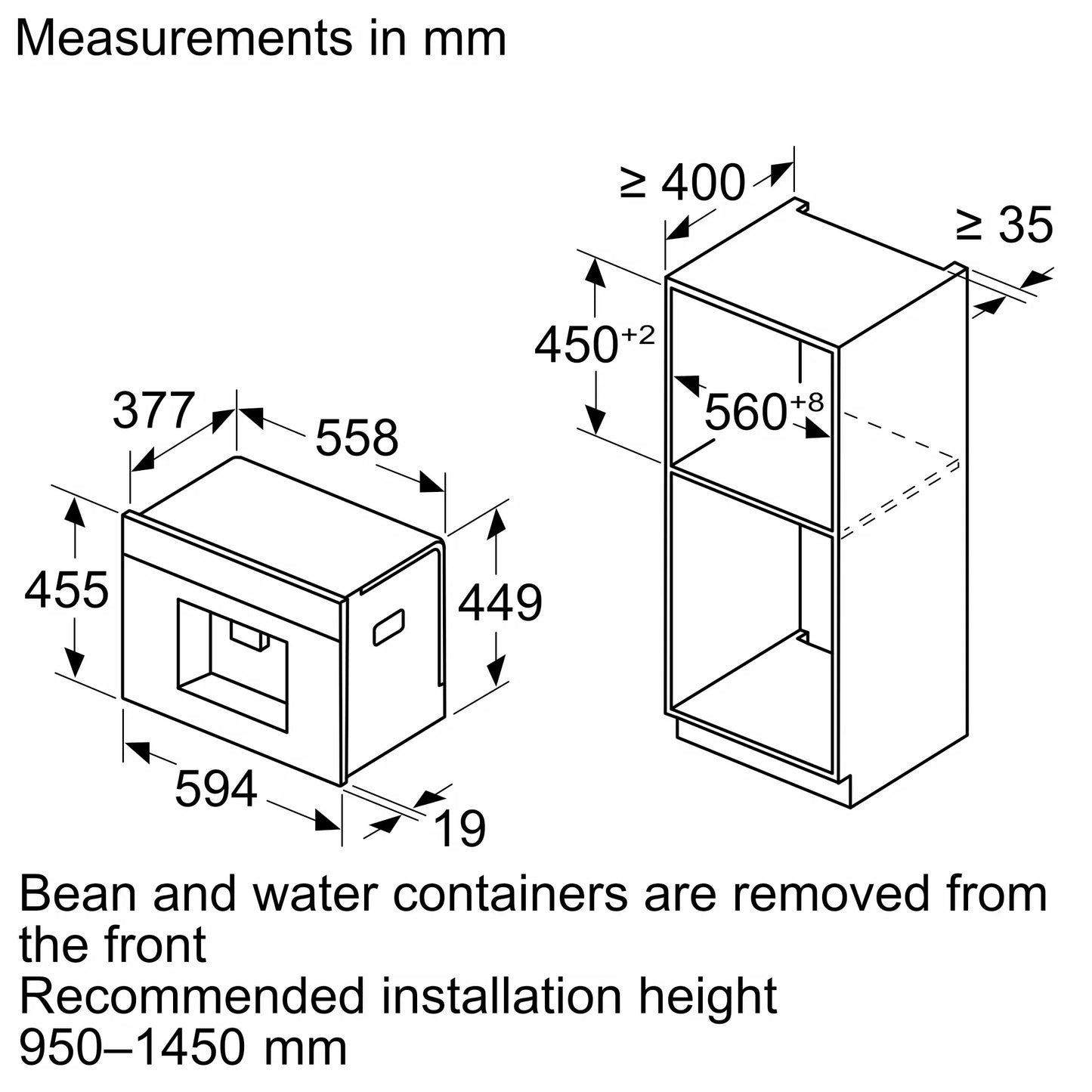 Bosch CTL7181B0 Serie 8 Built-In Fully Automatic Coffee Machine Black 1600W