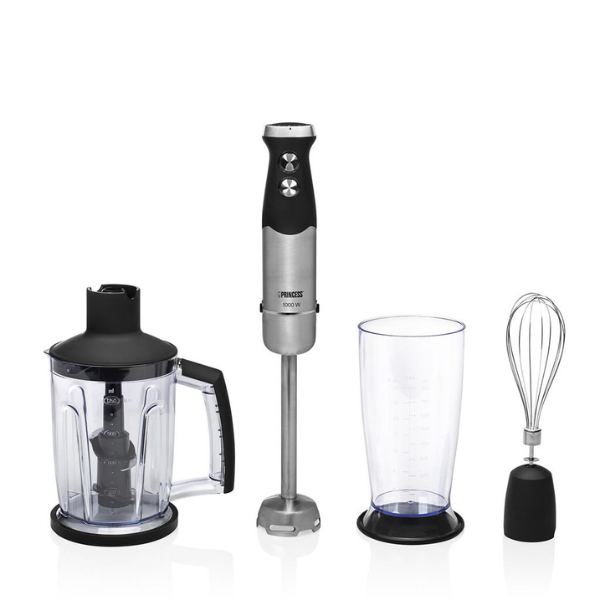 Princess 221221 Powerful 1000W XL Blender, Mixer, and Chopper Set with Stainless Steel Attachments