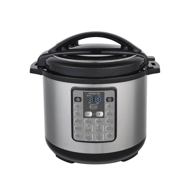 Arshia 11Litre , Digital Pressure Cooker , 1600 watts , Stainless Steel , Black