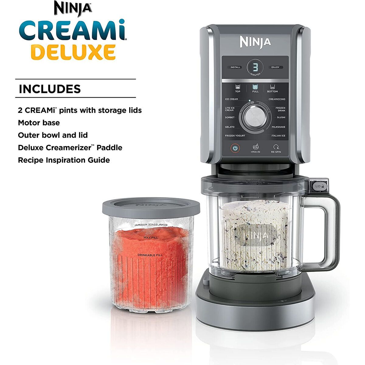 Ninja CREAMi Deluxe 10-in-1 Ice Cream and Frozen Drink Maker NC501UK