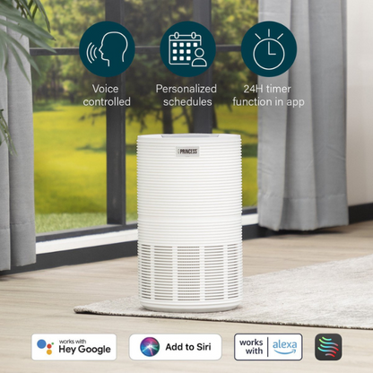 Princess 356160 Smart Air Purifier - App & Voice Controlled with HEPA H13 Filter