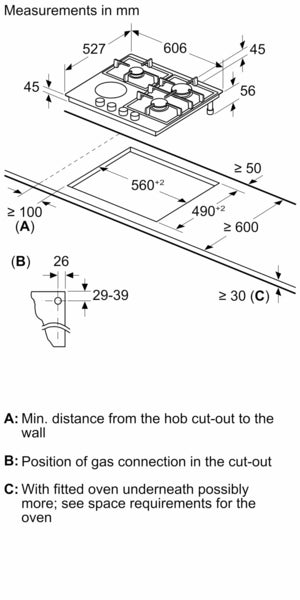 BOSCH PRY6A6B70Q Built In Gas+Elec Hob Series 8 60cm Ceramic