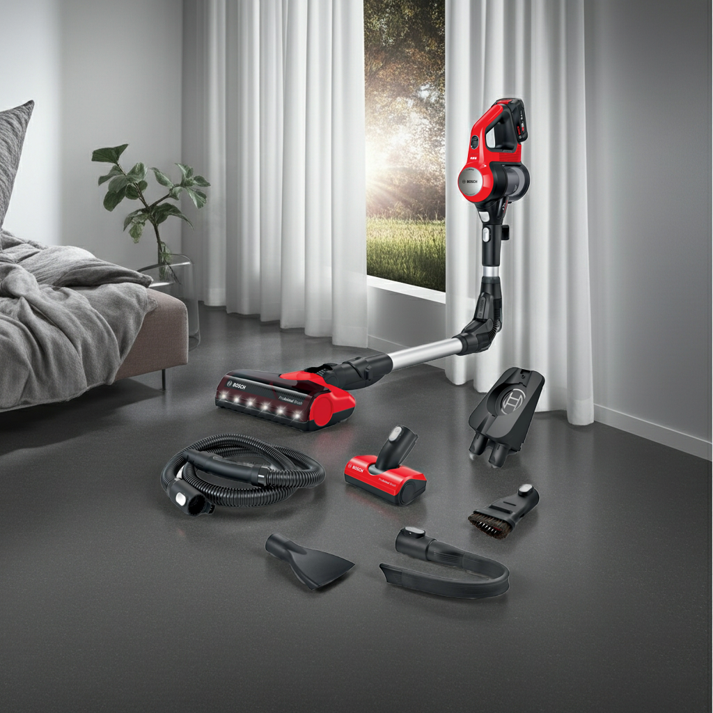 BOSCH BCS711PET Rechargeable Handstick Vacuum Cleaner Unlimited ProAnimal Serie7 Red